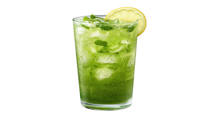 Invigorating green drink with zesty lemon, a refreshing summer delight 