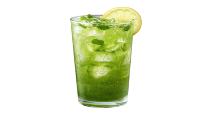 Invigorating green drink with zesty lemon, a refreshing summer delight 