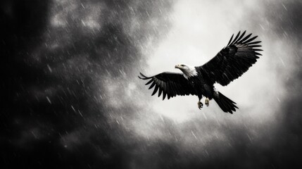 Fototapeta premium A soaring eagle against a stormy sky, symbolizing resilience and strength in adversity