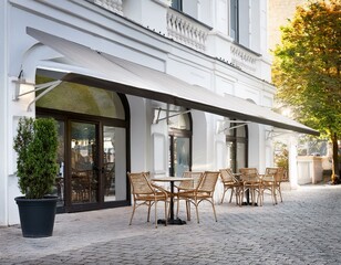 Fototapeta premium White cafe exterior