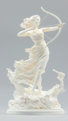 Dynamic archer statue display art gallery sculpture minimalist environment front view classical concept