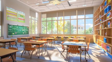 Bright and Airy Classroom Design: Modern School Room with Large Windows and Abundant Natural Light