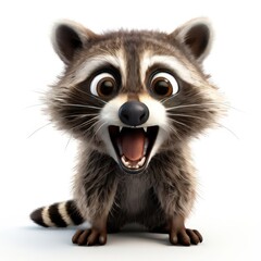 Obraz premium an AI Image Generator, Cute Animated Raccoon Character Expressing Surprise