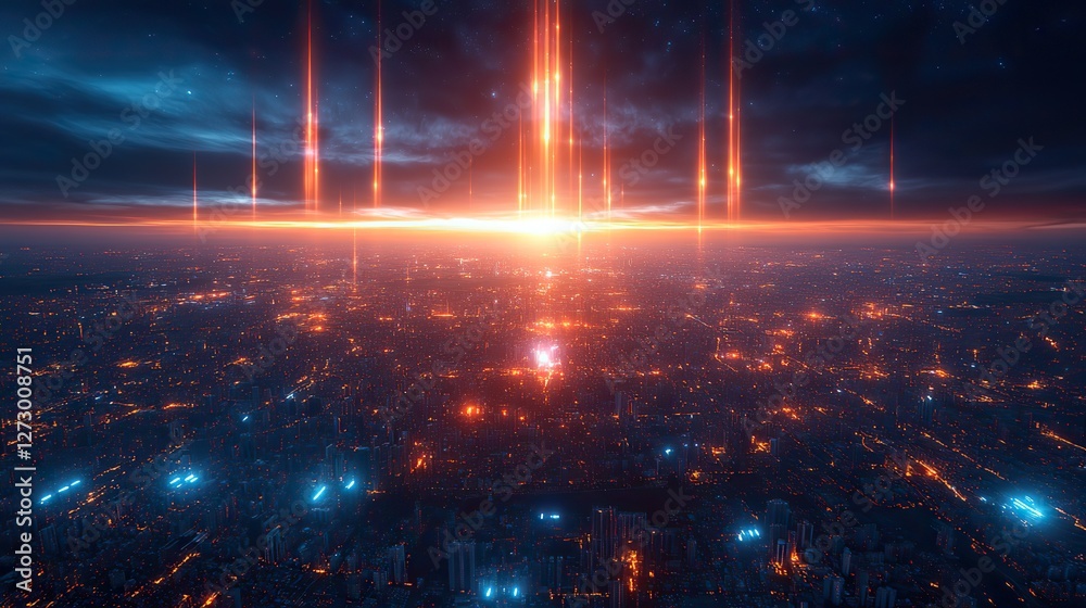 Poster night earth global virtual internet world connection of metaverse technology network digital communi