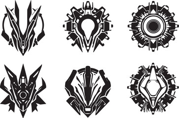 A set of elements for flat design in cyberpunk style. Hand drawn vector illustration