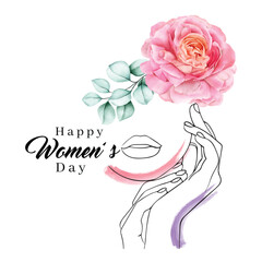 International Women's day vector, happy women's day vector, women's day watercolor vector