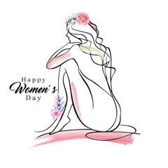 International Women's day vector, happy women's day vector, women's day watercolor vector