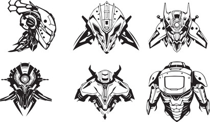 A set of elements for flat design in cyberpunk style. Hand drawn vector illustration