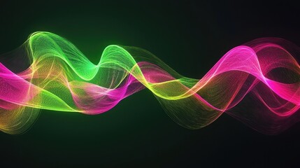 Abstract Neon Wave Art: Vibrant Green and Pink Swirls