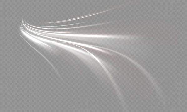 White shiny sparks of spiral wave. Curved bright speed line swirls. Shiny wavy path. Magic golden swirl with highlights. Glowing swirl bokeh effect.