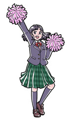 応援する学生のイラスト