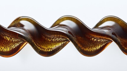 Obraz premium Golden Twisted Ribbon Shimmering with Light Against a Soft White Background