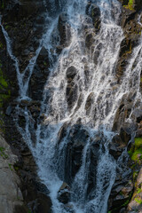 Mount Rainier national park mountain nature landscape. Waterfall landscape. Nature wildness travel. Waterfall travel destination. Picturesque waterfall. Myrtle falls waterfall route