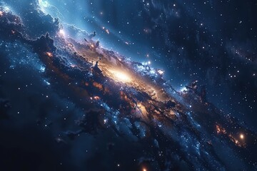 Fototapeta premium time-lapse view of a galaxy rotating slowly in the vastness of space