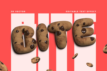 Cookie 3D Inflated Editable Text Effect
