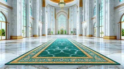 Obraz premium Grand marble hall with elegant carpet and natural light