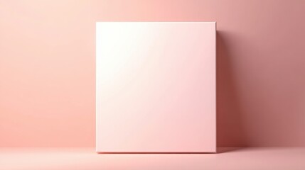 Naklejka premium Minimal gradient concept. A minimalistic pink canvas stands against a matching wall, perfect for artistic creations and presentations.