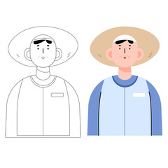 농부 캐릭터(성실+남성+모자+농사+농업)