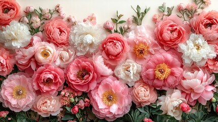 peonies floral frame top view png style with transparent background for elegant design projects and digital artworks