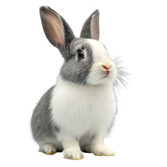 Obraz premium Angled view full body shot of an extremely perfect looking single rabbit isolated on a white transparent background