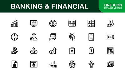 Financial and Banking Icon Pack. Professional Icons for Wealth Management, Online Banking, Transactions, and Money Management Designs