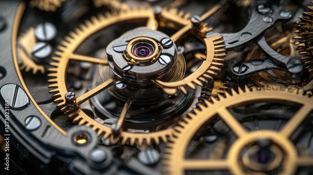 Poster A close-up of a complex clockwork mechanism, with intricate gears rotating smoothly, demonstrating precision and the beauty of mechanical engineering.