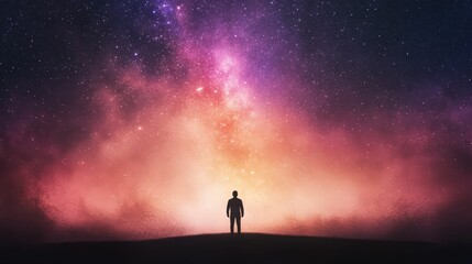 Fototapeta premium Celestial silhouette amidst vibrant aurora night sky digital cosmic landscape wide angle mystery of the universe
