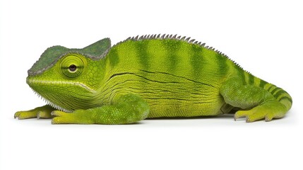 Fototapeta premium Lively green lizard tropical habitat wildlife photography natural environment side view colorful reptile concept