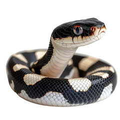 Fototapeta premium Angled view full body shot of an extremely perfect looking single rinkhals snake isolated on a white transparent background