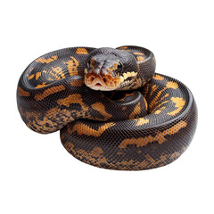 Obraz premium Angled view full body shot of an extremely perfect looking single rock python isolated on a white transparent background