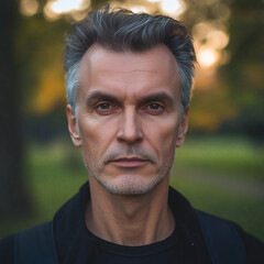 Fototapeta premium Professional headshot of mature man outdoors