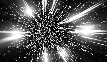 Abstract explosion of light energy  motion black and white background texture 