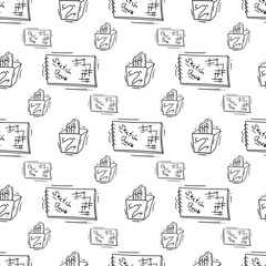 artist tool pattern. art supplies seamless pattern. doodle artist kit seamless pattern. doodle art material background