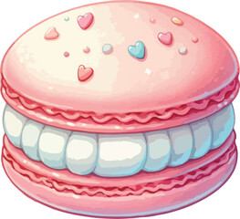 Watercolor Macaron Pastel French Dessert Illustration Cartoon