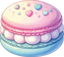 Watercolor Macaron Pastel French Dessert Illustration Cartoon