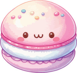 Watercolor Macaron Pastel French Dessert Illustration Cartoon