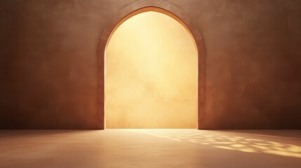 Intricate moroccan-inspired maternity backdrop with arc studio setting photography environment warm lighting elegant concept