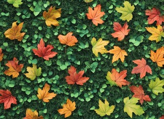 Vibrant Autumn Background Showcasing Colorful Maple Leaves in a Scenic Natural Setting