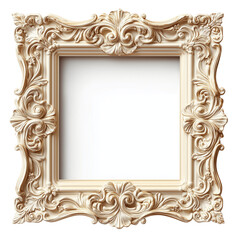 Elegant Pastel Yellow Baroque Ornate Frame with Transparent Background &ndash; Vintage Decorative Graphic Resource