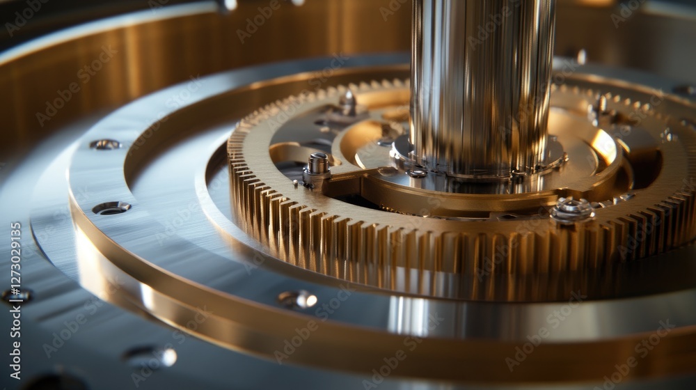 Aufkleber A detailed view of rotating gears in a clockwork mechanism, with smooth and synchronized motion reflecting the precision craftsmanship of the design.