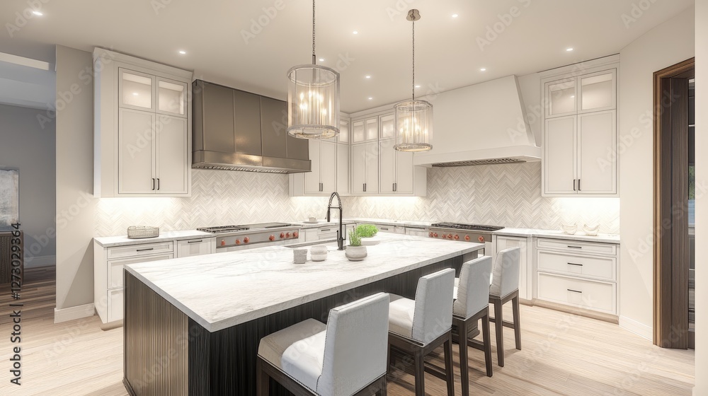 Aufkleber a dramatic slider showing the transition from a pencil design sketch of a kitchen to the completed c