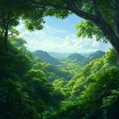 glowing forest leaves under soft natural light image