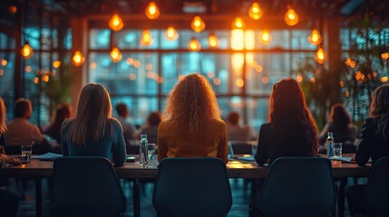 professional business presentation in a modern conference room with a diverse group of executives
