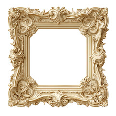 Elegant Pastel Yellow Baroque Ornate Frame with Transparent Background – Vintage Decorative Graphic Resource