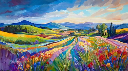 serene meadow with bright floral display image