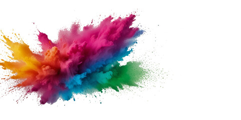 Vector abstract colorful rainbow holi paint and colorful cloud smoke powder explosion isolated on transparent wide panorama background.	
