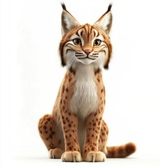 Obraz premium Sleek lynx with tufted ears isolated on white background