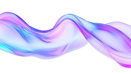 Colorful abstract wavy background with iridescent holographic waves, isolated on white background