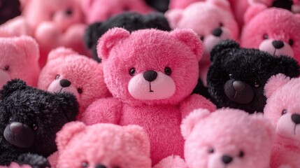 Pink teddy bear crowd, studio shot, Valentine's Day, gift