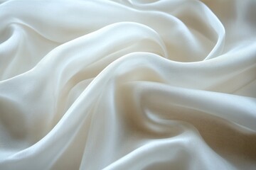 Fototapeta premium Elegant white silk fabric draped in soft, flowing waves.